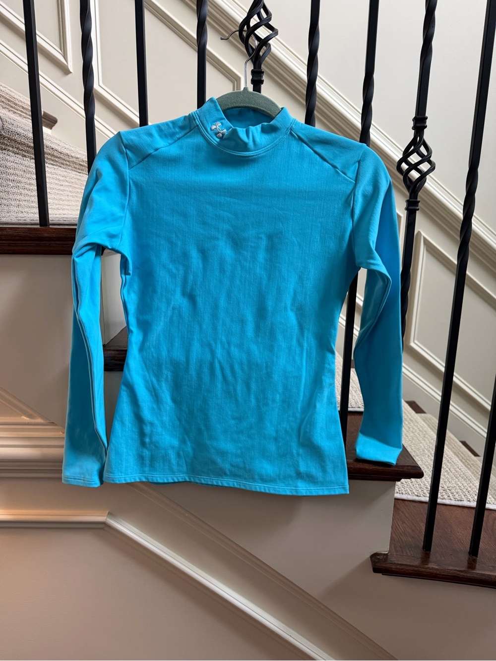 Under Armour Turquoise Blue Long Sleeve Mock Neck Top large